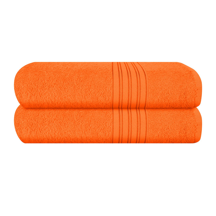 BOUTIQUO 100% Cotton 2 Pack Bath Towel Set 28x55, Eco-Friendly Large Bath Towels, Compact Quickdry Lightweight Soft & Highly Absorbent Bath Towel, Ideal for Everyday Gym Travel Camp Pool - Orange