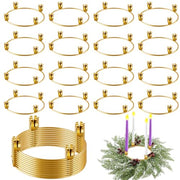 Thyle 20 Pcs Christmas Metal Advent Wreath Rings, Gold Candle Holder | Advent Candle Holder, Christmas Wreath Ring, Xmas Taper Candles Rings Table Candelabra Holder for Church Table Centerpieces