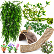 RUNANIA Bearded Dragon Tank Accessories, 10 PCS Reptile Hammock Plants Bridge Jungle Climber Vines for Snakes Bearded Dragon Chameleon Gecko Lizard