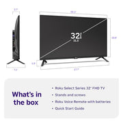 Roku 32-Inch Select Series Smart TV 2026-1080p Full HD TV - RokuTV | Flat Screen LED Television with Voice Remote, Wi-Fi & Bluetooth Headphone Mode - Streaming Live Local News Sports & Movies