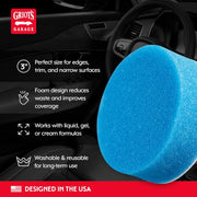 Griot's Garage 3" Blue Applicator Pads for Car Detailing, Foam Sponges for Use with Liquid, Gel, and Cream Dressings, and More, 11249, Set of 3