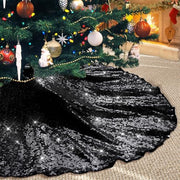 Poise3EHome Black Christmas Tree Skirt, 36 Inch Sequin Tree Skirt | Christmas Halloween New Year Tree Base Decor for Living Rooms Entryways Offices and Covered Patios