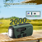 WVL 7400mWh Emergency Weather Radio, Portable Solar Hand Crank Radio AM/FM/NOAA, with 3 Mode Flashlight & Reading Lamp, Cell Phone Charger and SOS Siren(Navy Green)