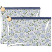 Locmeo 2 Pack Needlepoint Project Bags with Wristlet, Blue, Clear Hydrangea | Pouch for Embroidery Quilting, Sewing Organizer, Cross Stitch Storage Stitching Crafts Stitchers Thoughtful Gift