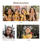 Beviliu Dalmatian Dog Ears Headband - Realistic Puppy Hairband Fluffy Adult Dogs Costume for Halloween Party Cosplay Washing Makeup