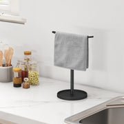 STWWO Hand Towel Holder | Stainless Steel Towel Holder Stand for Bathroom, Kitchen Countertop, T-Shaped Hand Towel Rack Stand, Black