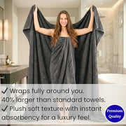 SALBAKOS Luxury 100% Turkish Cotton Bath Sheet 40x80 in (1-Piece, Gray) | Extra Large Jumbo Oversized Bathroom and Beach Towel, Super Soft Highly Absorbent Thick Premium Hotel Quality, Made in Turkey