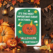 LiuuLi Halloween Birthday Card Gift for Her Him Women Men with Envelope | Halloween Themed Birthday Card with Spooky Pumpkin Design, Message Inside, Envelope Included, Perfect for October Birthday