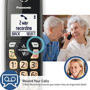 Panasonic Cordless Phone with Answering Machine, 2 Handsets Landline Phone | Home phones landline cordless featuring an answering machine, call block and caller ID, Metallic Black, KX-TGD832M