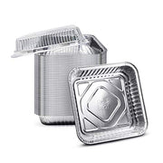 Fig & Leaf (35 Pack) 8” x 8” Square Baking Cake Pans with Plastic Dome Lids | Heavy Duty l Disposable Aluminum Foil Tins l Portable Food Containers l Perfect for Roasting Oven Toaster Cooking