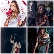 BOBISUKA 3PCS Halloween Fake Blood Makeup Kit - Coagulated 1.41oz + Spray 1.76oz + Dripping 1.76oz, Realistic Washable SFX Makeup for Zombie Monster Mouth Clothes Dress Up