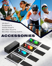 KALIYADI Sports Polarized Sunglasses Men UV400 Protection for Fishing Driving Cycling