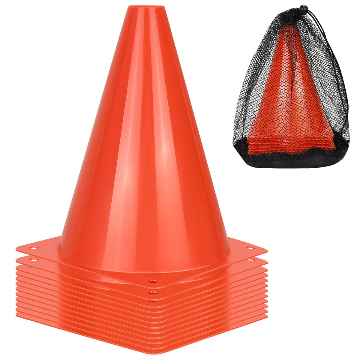 PXZBLG 12/24/50pcs Soccer Cones, 7" Plastic Traffic Cones | for Sports Training, Football, Soccer, Basketball, Coaching, Practice