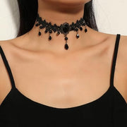 Fesciory Black Necklace for Women, Adjustable Daily Goth Jewelry Gift | Adjustable Fit, Close-Fit Black Necklace, Lace Velvet Beaded or Pendant Styles, Goth 90s Y2K Looks, Halloween & Party Wear