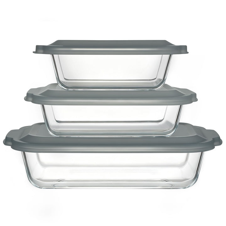 M MCIRCO 6 Piece Extra Deep Glass Baking Dish with Lids, BPA free | Rectangular Glass Bakeware Set, Baking Pans for Lasagna, Casserole Dishes, Microwave, Oven, Freezer, Dishwasher