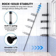 Adjustable Shower Caddy Tension Pole: Rustproof Corner Bathroom Shelves | 4-Tier 31-124" No Drill Standing Organizer Fits Apartments Rentals Bathroom Bathtub, for Shampoo, Conditioner, Bath Essential