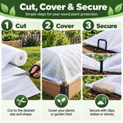 SPORTYOUTH Plant Covers Freeze Protection 10x50Ft Floating Row Cover 1.2Oz | Frost Cloth Winter Blankets for Cold Snow Outdoor Garden Plant Vegetables Trees Greenhouse Raised Beds Protection, White