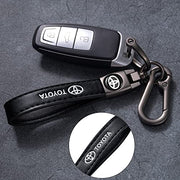 BFIVEANTE Leather car Keychain Set for Toyota Corolla, RAV4, Highlander Men and Women Family Present Keychain Key Ring Lanyard Accessories (Black)