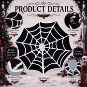 Junkin 48" Gothic Halloween Tree Skirt Black Christmas Tree Skirt | Halloween Spider Web Tree Skirt, Christmas Black and White Spooky Mat, Farmhouse Decoration, Home Seasonal Winter Room Decor