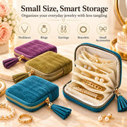 3-Pack 2027 New Model Jewelry Zipper Pouch, Travel Jewelry Organizer | 3-Piece Set Soft Velvet Jewelry Case, 6 Individual Pockets, Anti Tangling & Scratching,Travel & Gift Use