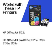 HP 923 Black, Cyan, Magenta, Yellow Ink Cartridges (4-Pack) | Works with OfficeJet 8120, Pro 8130 Series | 6C3Y6LN