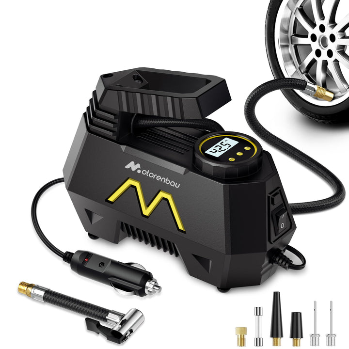 Tire Inflator Portable Air Compressor, Air Pump for Car Tires, 9.84Ft Cord-12V DC-Powered Auto Pump with Digital Pressure Gauge, LED Light-Car Accessories for Car, Motorcycles, Bicycle, Ball, Balloons