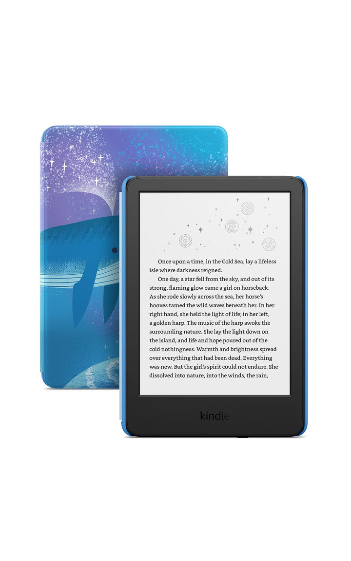 Amazon Kindle Kids 16GB (2024 model) - If it breaks, we will replace it, includes ad-free books and cover, with glare-free display, fast page turns - Space Whale