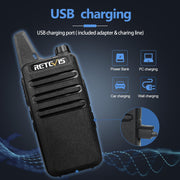 Retevis RT22 Walkie Talkies Long Range Rechargeable with Earpiece (2 Pack) | Slim & Lightweight 2 Way Radio For Camping & Hiking, Pocket-Friendly Antenna, Ready to Use, 10-Hour Battery, USB-C Charging