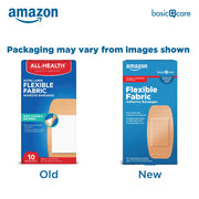 Amazon Basic Care Flexible Fabric Adhesive Bandages, XL (2 in x 4 in), Non-Stick Pad for Cuts & Scrapes, 4-Sided Seal, 10 Count