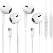 2 Packs USB C Headphones for iPhone 18/17/16/15 Pro Max Plus Type C Earphones with Microphone & Remote Noise Cancelling for iPhone 18 17 16 15 Pro Max Plus,iPad,Galaxy S26/S25/S24/Ultra Note 10/20