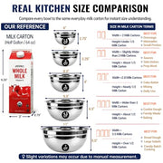 WEPSEN Mixing Bowls Set, 25PCS Stainless Steel Mixing Bowl with Lid Set, Large Nesting Bowls 7, 4.5, 3,2, 1.5QT, Measuring Cups and Spoons Baking Utensils Metal Bowl for Kitchen Prep