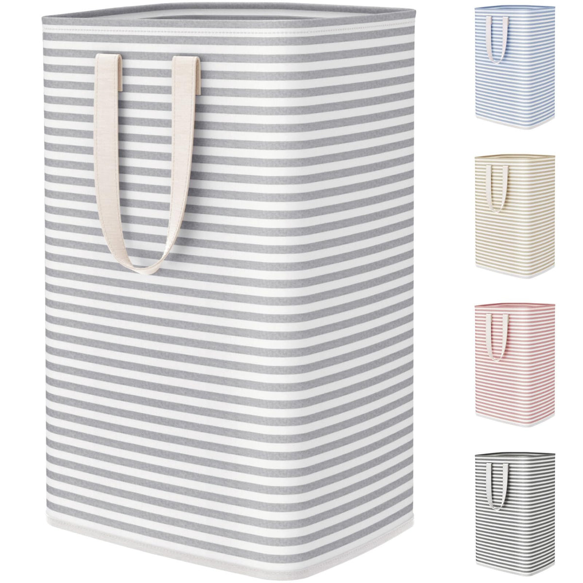 Lifewit 75L Large Collapsible Laundry Basket with Extended Handles, Grey | Foldable Laundry Hamper, Tall Dirty Clothes Basket, Waterproof, Freestanding Design for Bedroom, Bathroom, College Dorm