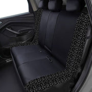 Flying Banner Carbon Fiber Leather Vehicle Seat Covers, Leopard Gray Black, Universal Fit - 8PCS