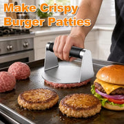 Smash Burger Press, Stainless Steel Burger Smasher with Anti-Scald Handle | 5.5 Inch Hamburger Press Includes 50 Non-Stick Patty Papers, Works Well for griddle, BBQ and Outdoor Cooking, Easy to Clean