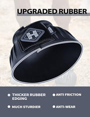 Harrison Howard Rubber Pull-on Bell Boots, Hoof Overreach Protection | 2/pack & 4/pack Options, Extra Thick Rubber for Durability, Upgraded Leather Touch Tape, Hoof Impact Guard, Horse Bell Boots