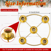 Newtay 1 Pack Christmas Advent Wreath Candle Holder, 5 Candle, Gold | 8.5 Inch Advent Wreath Ring Table Decoration Xmas Metal Ring Table Centerpiece for Holiday Christmas Home Decor