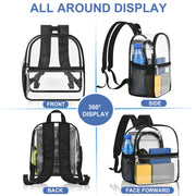Clear Backpack for Stadium Events Stadium Approved Sports Fan Backpacks | Mini Small Clear Bag 12x12x6 Heavy Duty with Front Pocket for Sport Concert Work Travel（Nylon Shoulder Straps,Black）