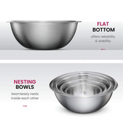 FineDine Stainless Steel Mixing Bowls Set, 6-Piece Metal Bowls | Stainless steel bowls, nesting design saves space, dishwasher safe, prep bowls, baking bowls, cooking bowls