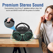 Nextron Portable CD Player Boombox with Bluetooth, AM/FM Radio & USB | CD-R/RW, MP3-CD & USB Playback, Stereo Sound, Bass Boost, AUX Input, Headphone Jack, LCD Display, AC/Battery Powered - Black