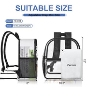 Clear Backpack for Stadium Events Stadium Approved Sports Fan Backpacks | Mini Small Clear Bag 12x12x6 Heavy Duty with Front Pocket for Sport Concert Work Travel（Nylon Shoulder Straps,Black）
