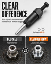 Heavy-Duty Grease Fitting Unclogger Tool, 600 PSI Grease Zerk Cleaner | For Hardened Lubricant Buildup, M6 M8 Compatible for Tractors, Vehicles, Farm & Construction Equipment Use(Long+Short)