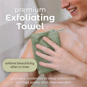 MainBasics Japanese Deep Exfoliating Shower Towel, 3 Pack, Earthy Love | Japanese Nylon, Body Washcloth, Textured for Effective Exfoliation, Quick-Dry, Durable, Helps Reveal Smoother Skin