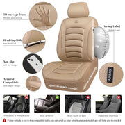 CAR PASS 3D Foam PU Leather Car Seat Covers, Universal Seat Covers Front 2 for Trucks SUV Sedan Automotive Seat Covers Armrest Airbag Compatible Waterproof Comfortable Faux Nappa Leather All Beige