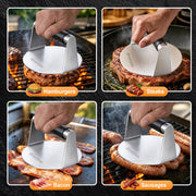 Smash Burger Press, Stainless Steel Burger Smasher with Anti-Scald Handle | 5.5 Inch Hamburger Press Includes 50 Non-Stick Patty Papers, Works Well for griddle, BBQ and Outdoor Cooking, Easy to Clean
