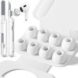 Inesore 4 Pairs Replacement Ear Tips for AirPods Pro 2nd/1st (White) | (2019/2022/2023) with Noise Reduction Hole & Built-in dust Guard Screen,Silicone, with Cleaner Pen,4 Size (XS/S/M/L)