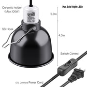 ReptiKing Reptile Light Fixture, 5.5'' Standard Dome for Reptile Basking Bulb Light/Heat Lamp/Ceramic Heat Emitter, 5.5 Inch Light Dome