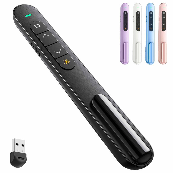 QUI Presentation Clicker with Volume Control, Wireless Presenter Remote | Plug & Play 2.4GHz USB Slide Advancer Compatible with Mac/Windows, Works with PowerPoint, Keynote, and Google Slides
