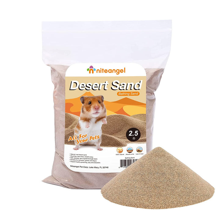 Niteangel Hamster Desert Bath Sand: 2.5lb/40oz No-Dust Bath & Easy to Clump | Helps Odor Control & Remove Excess Grease - Potty Litter Sand for Hamster Chinchillas Gerbil Mice Degu or Other Small Pets