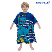 growell Hooded Kids Beach Towels - Toddler Bath Towel Girls Boys Swim Cover-ups for Ages 1 to 6 Kids Pool Towels Quick Dry Lightweight Soft Microfiber Poncho Towel 24x23 (Dinosaur Navy)