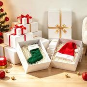 HAPWAVE 22 Pack White Gift Boxes with Lids, 5 Sizes Cardboard Present Boxes | 2 Extra Large,6 Large, 4 Medium,4 Small, 6 Mini, 3 Ribbon Rolls. Wrapping Boxes for Christmas, Holidays and Birthdays
